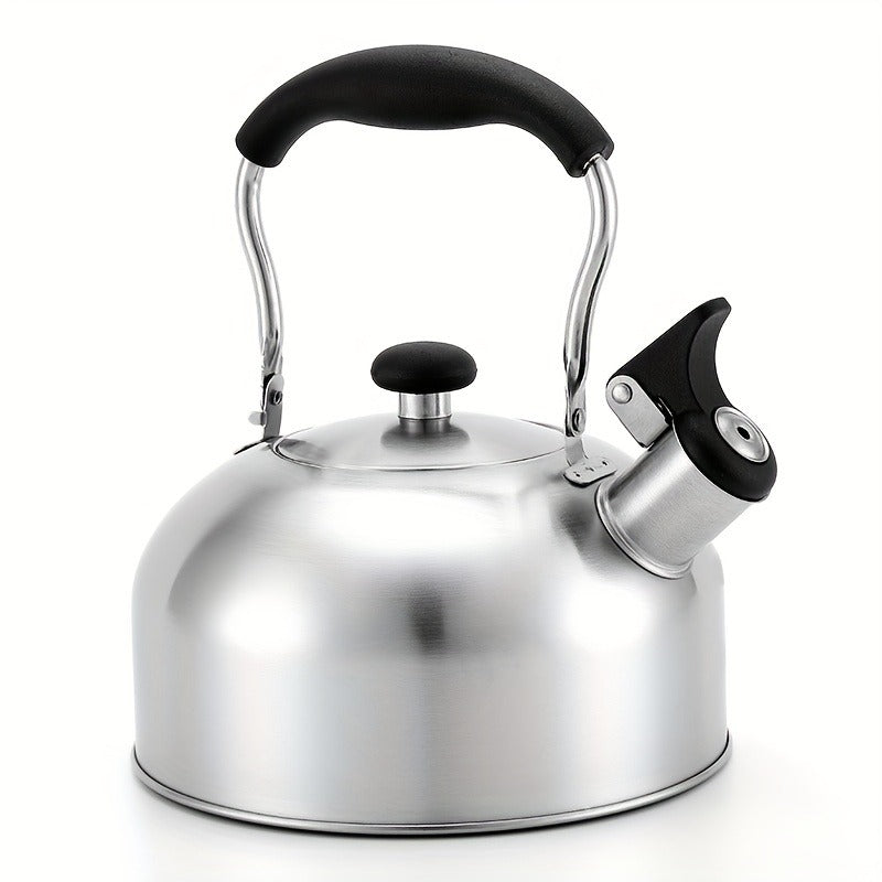 1pc, 60.87oz Stainless Steel Tea Kettle with Whistle - Reusable and Compatible with Electromagnetic, Gas, Electric, and Ceramic Stoves