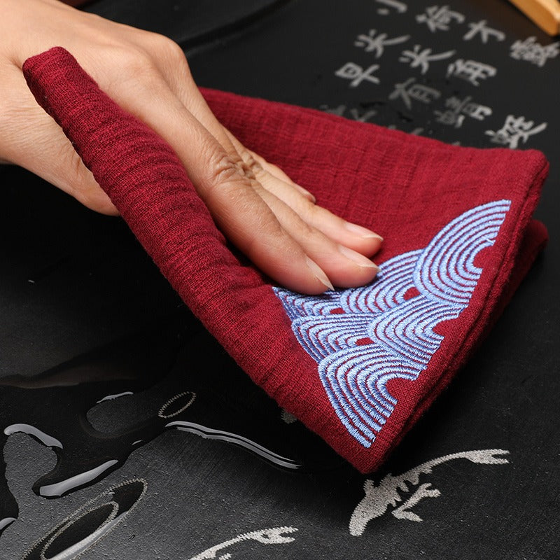 1pc, Cotton, Linen And Tea Towel Double-layer Thickened Household Retro Pot Tea Cloth Individually Wrapped Embroidered Tea Towel Cleaning Cloth, Cleaning Supplies, Cleaning Tool, Christmas Gift