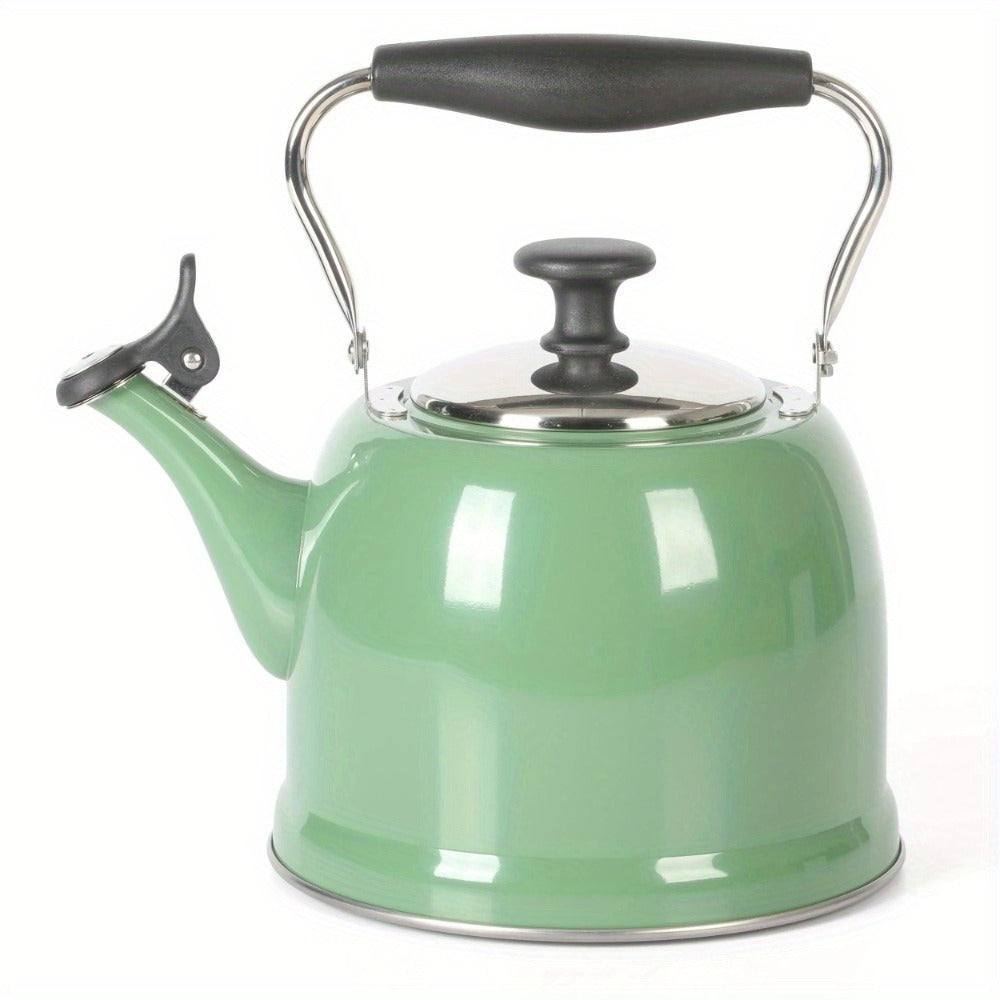Martha Stewart Everyday Lily Pond 2.2-Quart Stainless Steel Sage Tea Kettle with Lid