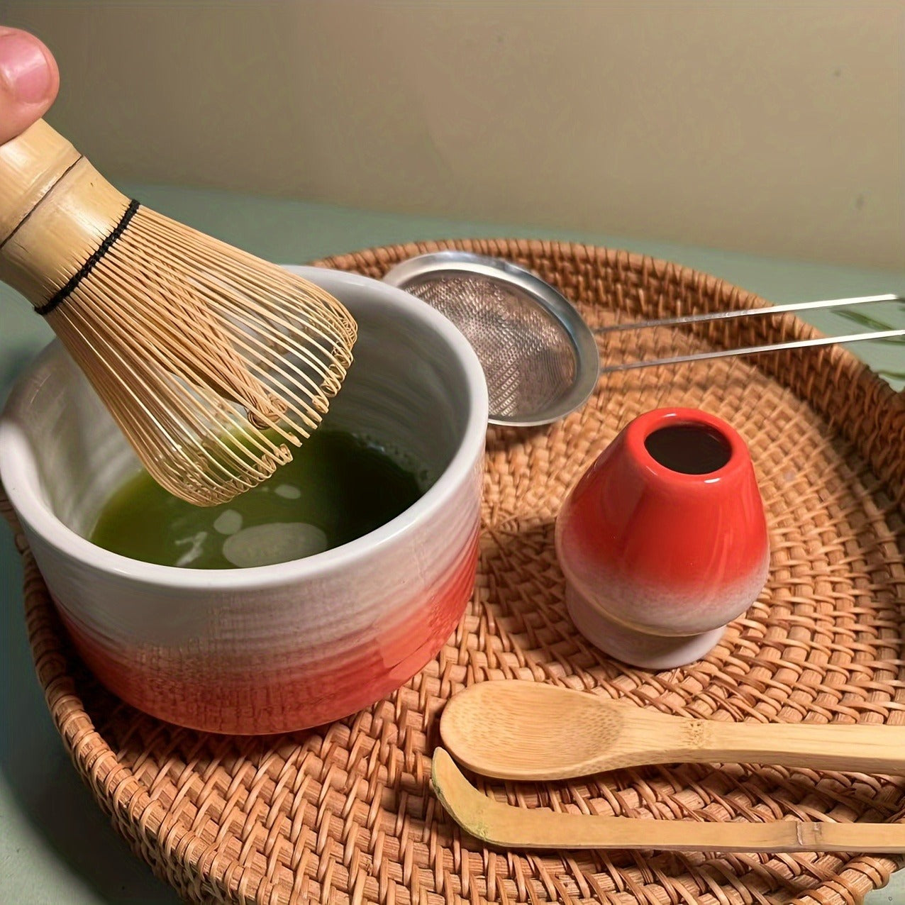 Traditional Japanese Matcha Set: Includes Bamboo Chasen, Chawan, Chashaku, And Tea Strainer - Perfect for Traveling Tea Ceremony Enthusiasts