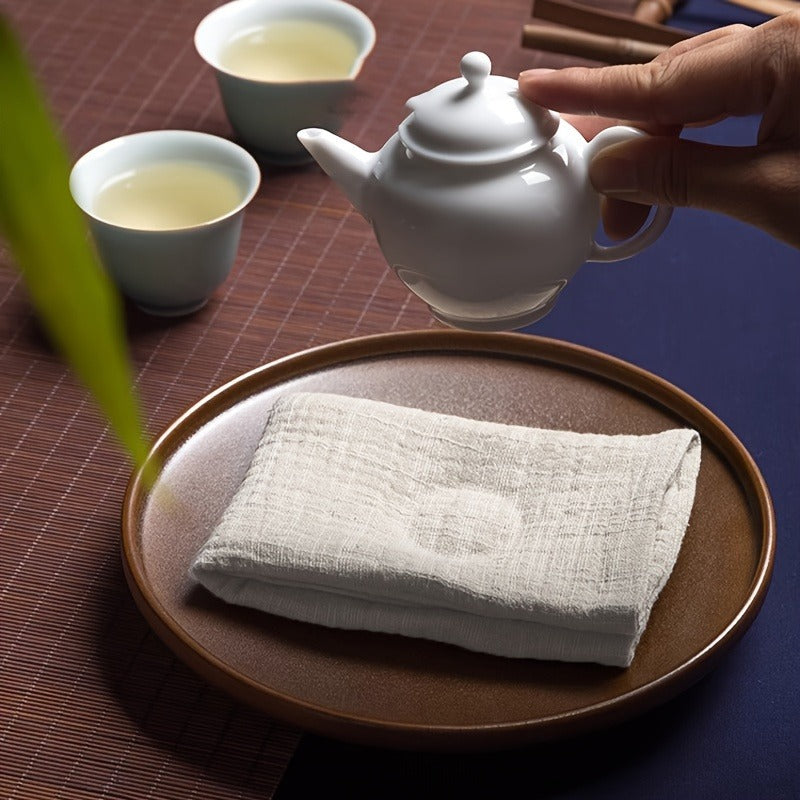 Premium Japanese Tea Ceremony Towel - Absorbent, Soft Linen Cloth for Teapot & Tableware Cleaning, Rectangular Kitchen Accessory