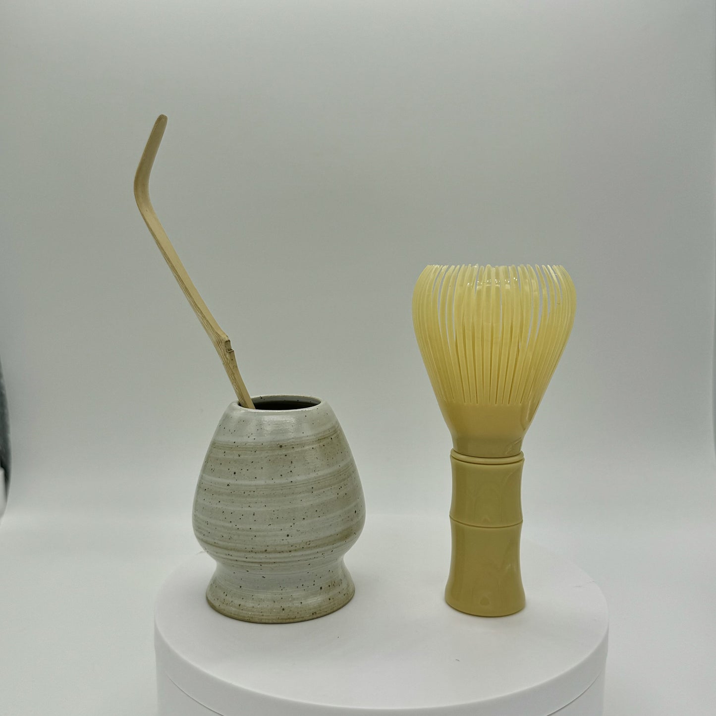 Japanese Style Vintage Ceramic Matcha Tea Set - Song Dynasty Inspired Tea Ceremony Kit with Whisk (Chasen), Whisk Holder (Kusenaoshi), and Tea Spoon - Traditional Matcha Preparation Tools, 3-Piece Set