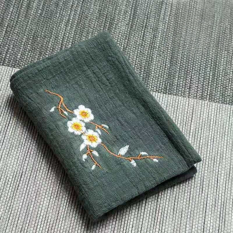 1pc, Cotton, Linen And Tea Towel Double-layer Thickened Household Retro Pot Tea Cloth Individually Wrapped Embroidered Tea Towel Cleaning Cloth, Cleaning Supplies, Cleaning Tool, Christmas Gift