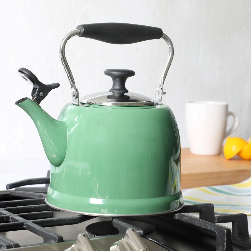 Martha Stewart Everyday Lily Pond 2.2-Quart Stainless Steel Sage Tea Kettle with Lid