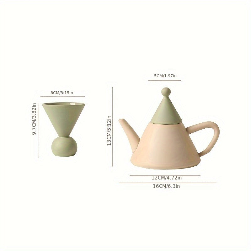 1 Set Of 3 Pcs Ceramic Tea Set, Include One Pot And Two Cups, Creative Cute Irregular Tea Set, Coffee Pot Set For Home Restaurant Hotel Office, Tea Accessories, Business Gifts, Gifts For Tea Lovers