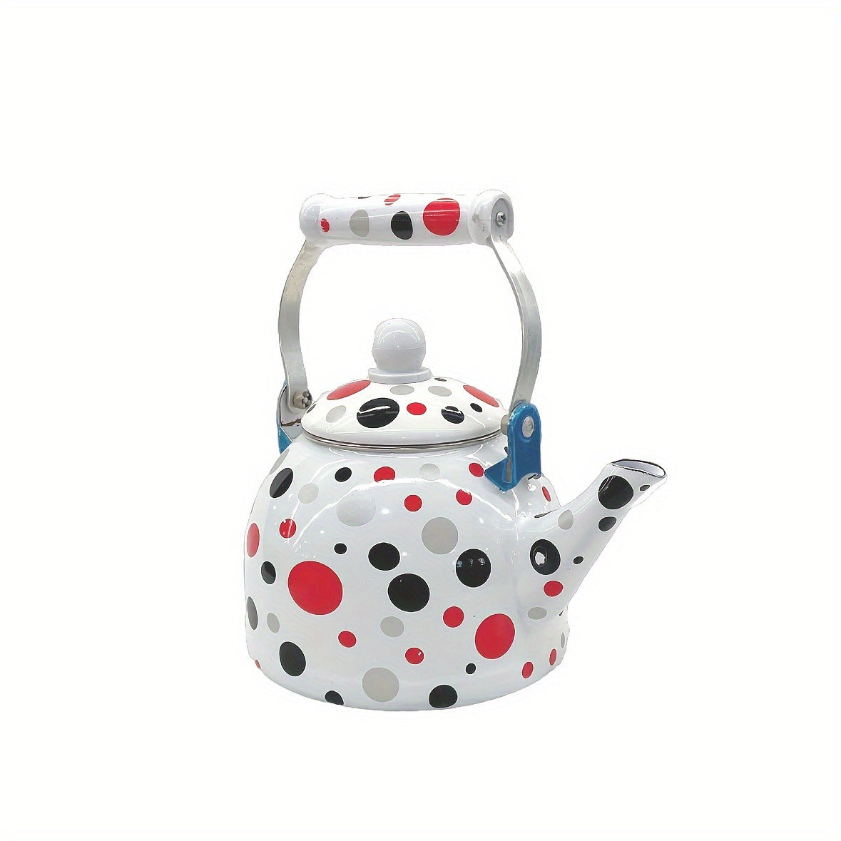 1pc, Enamel Porcelain 50.72oz Coffee Pot with Lid, Colorful Dots Tea Pot, Coffee Pot, Milk Tea Pot, Tea Infuser Pot, Multifunctional Porcelain Water Pot, Electromagnetic Stove Gas for Home Restaurant Kitchen Tea Table