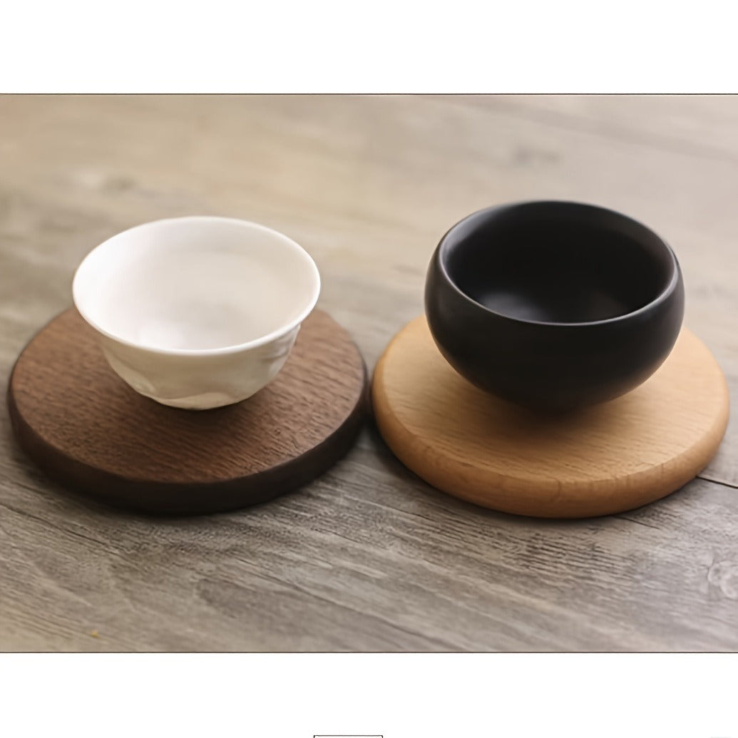 2 Pcs Premium Wooden Coaster Set - Heat Insulation Tea Coasters & Coffee Mats for Home, Restaurant, Cafe - 3.45"×3.45"×0.4" Size