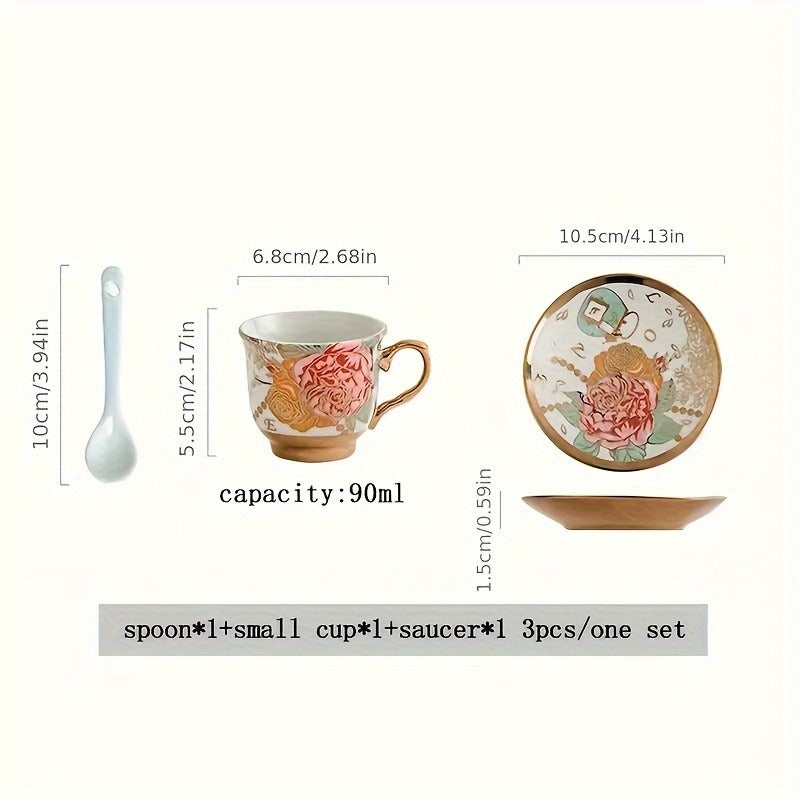14-Piece European Ceramic Tea Set with Metal Stand, Elegant Floral Design, Holiday Theme for Afternoon Tea & Gift Giving