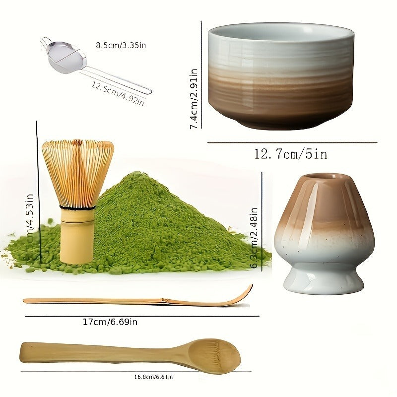 Traditional Japanese Matcha Set: Includes Bamboo Chasen, Chawan, Chashaku, And Tea Strainer - Perfect for Traveling Tea Ceremony Enthusiasts