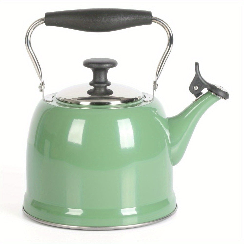 Martha Stewart Everyday Lily Pond 2.2-Quart Stainless Steel Sage Tea Kettle with Lid
