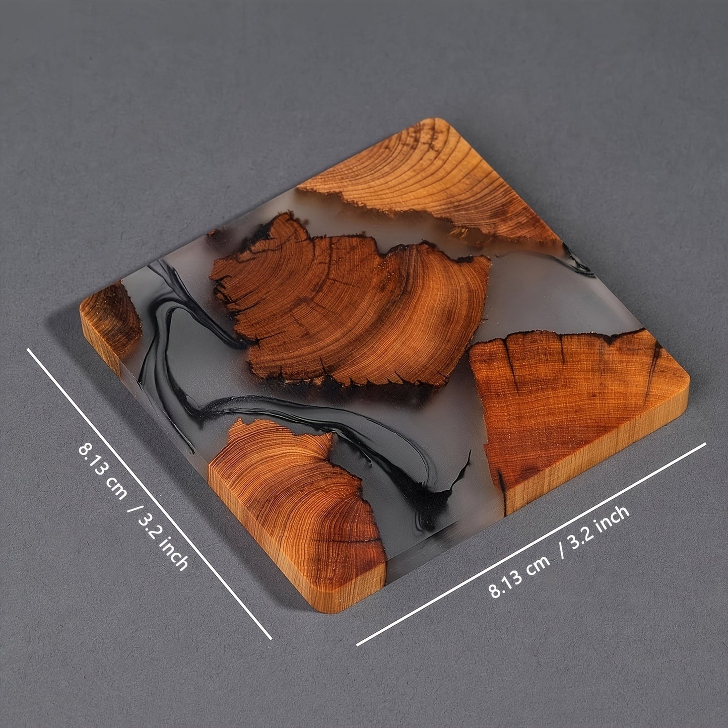 4pcs, Handmade Drink Coaster Set Modern Wooden Coasters Epoxy Resin Cedar Coster for Coffee Table, Tabletop Protection Decor (Epoxy Resin Cedar Coster)