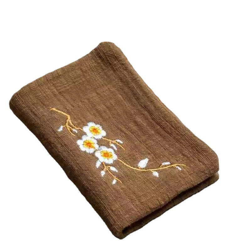 1pc, Cotton, Linen And Tea Towel Double-layer Thickened Household Retro Pot Tea Cloth Individually Wrapped Embroidered Tea Towel Cleaning Cloth, Cleaning Supplies, Cleaning Tool, Christmas Gift