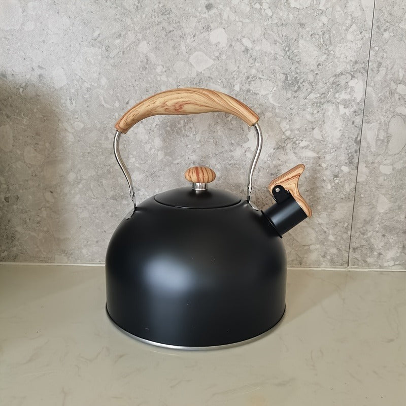 1pc, 2.5L Large Capacity Trumpet Shaped Whistling Stovetop Tea Kettle - Stainless Steel Flat Bottom Sounding Kettle with Loud Whistle and Rapid Boiling Function - Easy to Clean and Durable