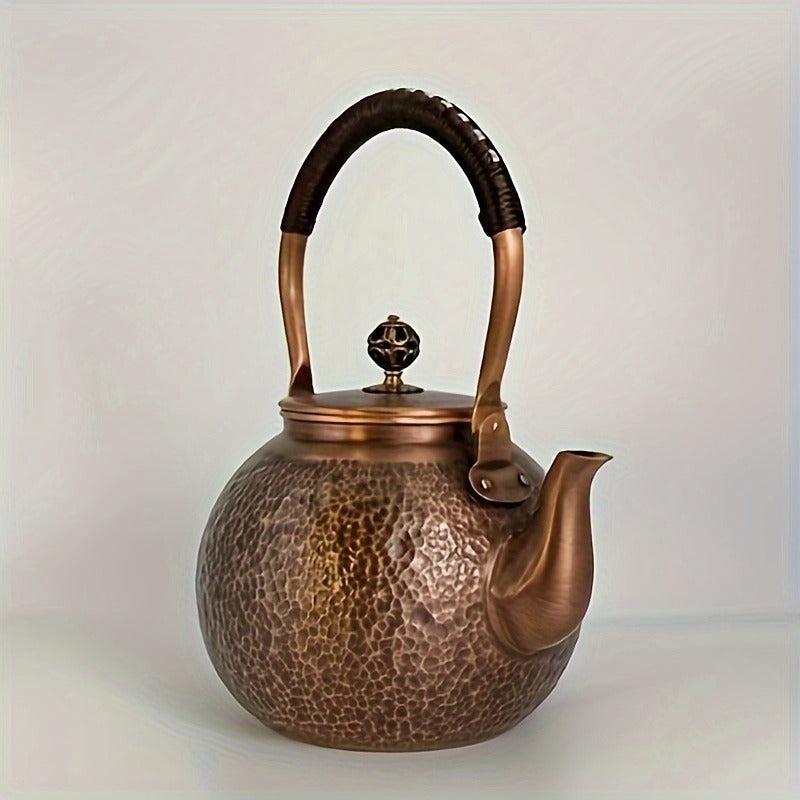 Pure Copper Handmade Tea Kettle - 40.58oz Capacity - Elegant Retro - Perfect Choice for Home Use - Reusable - Shatterproof - Hand Wash Only - Perfect Gift for Tea Ceremony Enthusiasts