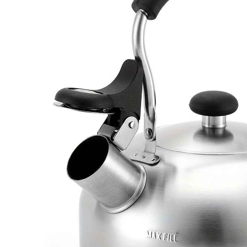1pc, 60.87oz Stainless Steel Tea Kettle with Whistle - Reusable and Compatible with Electromagnetic, Gas, Electric, and Ceramic Stoves