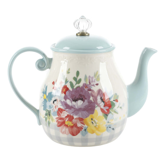 The Sweet Romance Blossom White 1.48-Quart Tea Pot