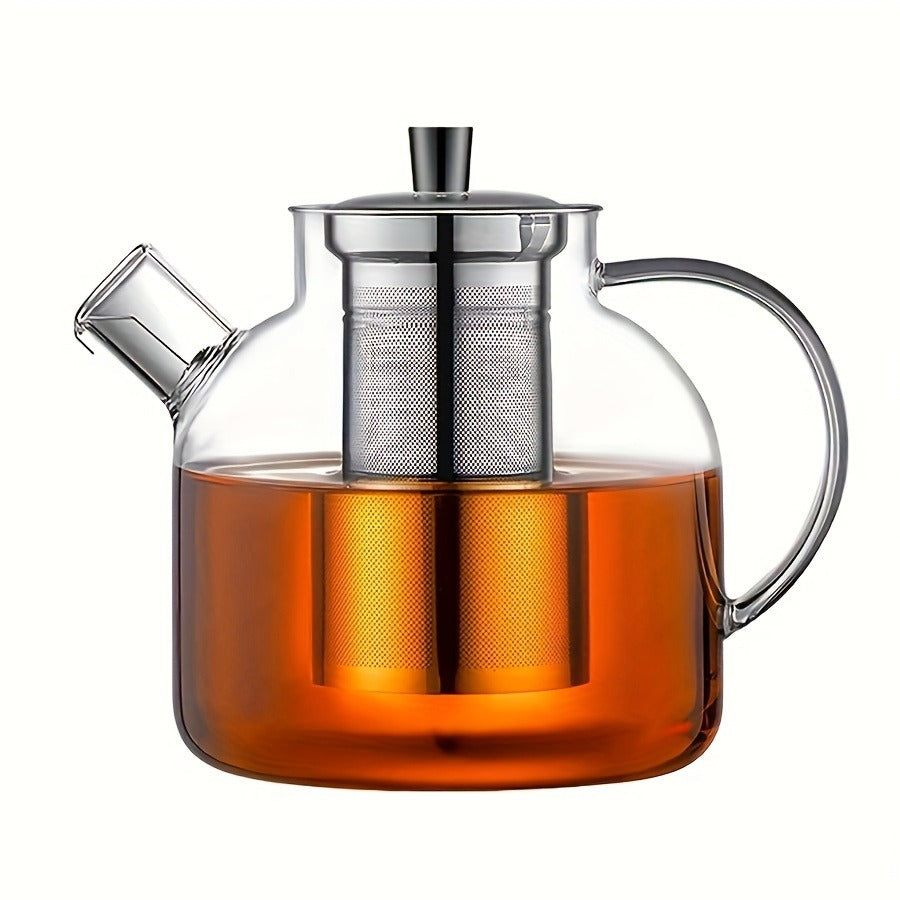 52oz Glass Teapot Set with Removable Infuser - Stovetop Safe, Leak-Proof, Lead-Free for Blooming & Loose Leaf Tea - Perfect for Home & Office