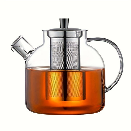 52oz Glass Teapot Set with Removable Infuser - Stovetop Safe, Leak-Proof, Lead-Free for Blooming & Loose Leaf Tea - Perfect for Home & Office