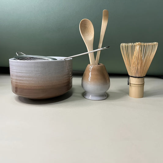 Traditional Japanese Matcha Set: Includes Bamboo Chasen, Chawan, Chashaku, And Tea Strainer - Perfect for Traveling Tea Ceremony Enthusiasts