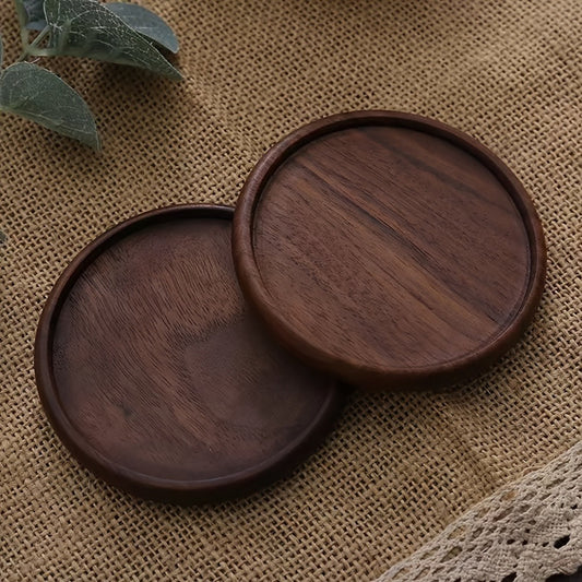 2 Pcs Premium Wooden Coaster Set - Heat Insulation Tea Coasters & Coffee Mats for Home, Restaurant, Cafe - 3.45"×3.45"×0.4" Size