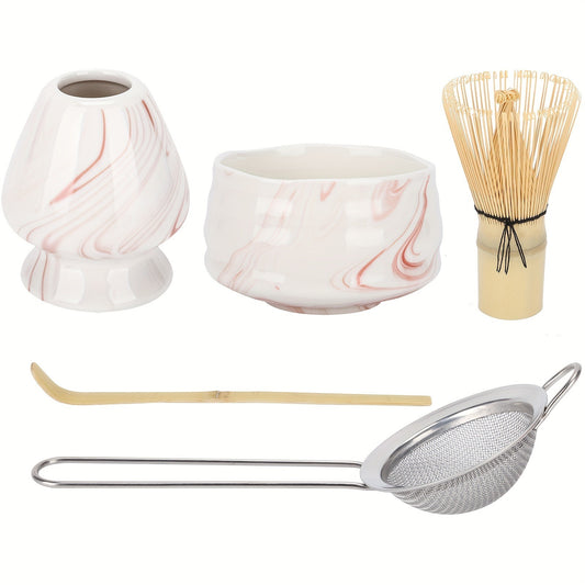 5pcs Japanese Matcha Tea Set, Traditional Chinese Tea Making Tools, Ceramic, Assorted Colors, Kitchen & Dining Accessories, Tea Ceremony Supplies, Christmas Gift