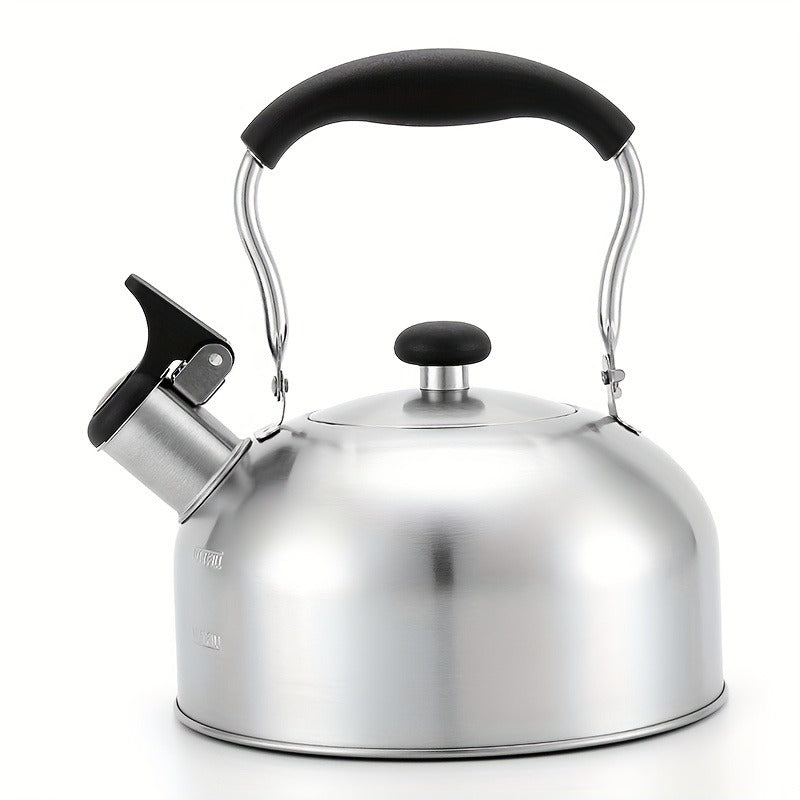 1pc, 60.87oz Stainless Steel Tea Kettle with Whistle - Reusable and Compatible with Electromagnetic, Gas, Electric, and Ceramic Stoves