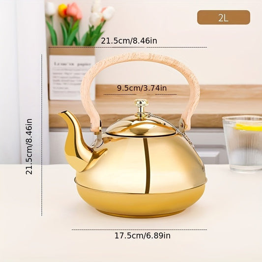 Stainless Steel Teapot with Infuser Filter, 67.63oz Capacity, Suitable for Induction Cooker and Outdoor Camping Use - Elegant Design for Restaurant and Home Use