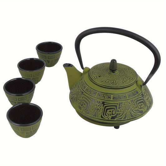Large Capacity Japanese Cast Iron Pot Tea Set - Large Teapot with Built-in Infuser and Heat-Resistant Trivet for Perfect Brewing - Ideal for Brewing Loose Leaf Teas, Suitable for Adults and Tea Enthusiasts.