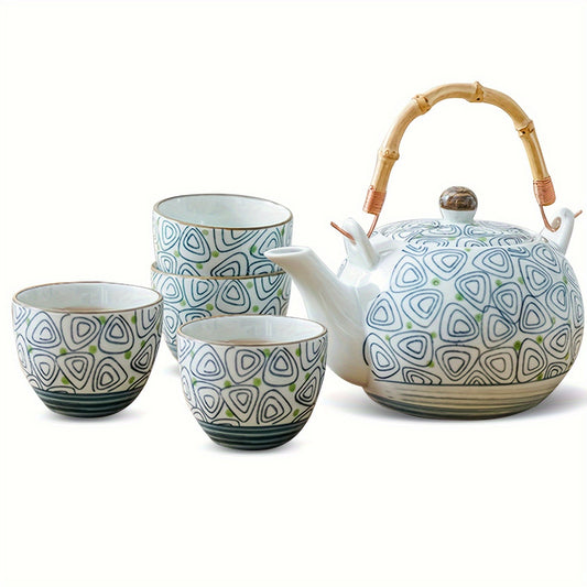 Diamond-Shaped Geometric Teapot Teacup Set, Japanese-Style Ceramic Tea Set, Good Helper for Making Tea, Retro And Elegant, Suitable for Home Use/Tea Lovers