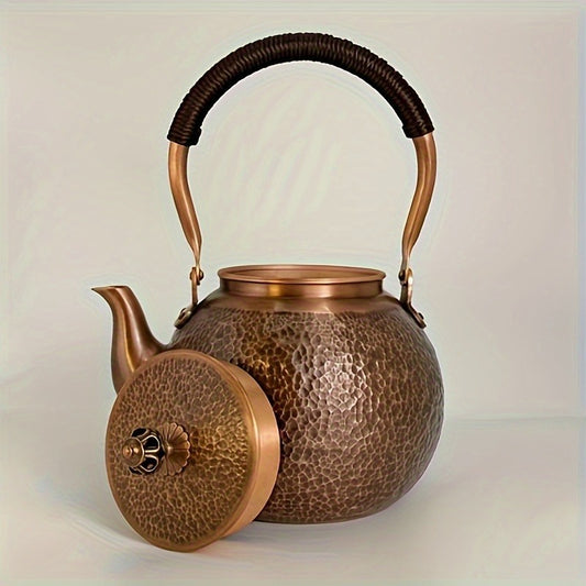 Pure Copper Handmade Tea Kettle - 40.58oz Capacity - Elegant Retro - Perfect Choice for Home Use - Reusable - Shatterproof - Hand Wash Only - Perfect Gift for Tea Ceremony Enthusiasts