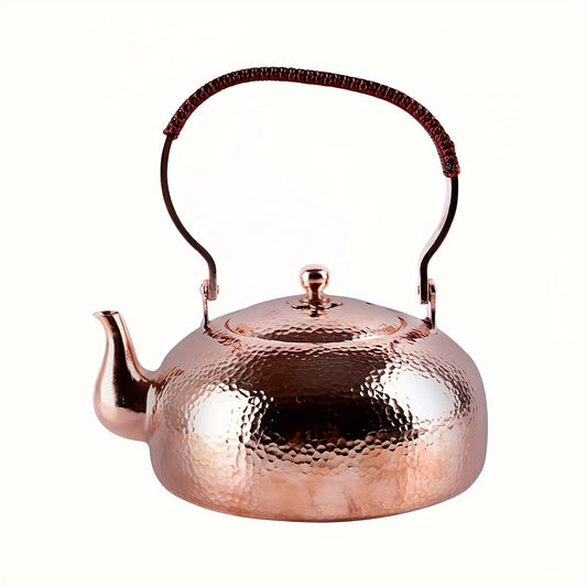 1 piece pink copper teapot, used to boil water to make tea, copper material, pink appearance is elegant and fashionable, 67oz large capacity, suitable for afternoon tea party or family daily use