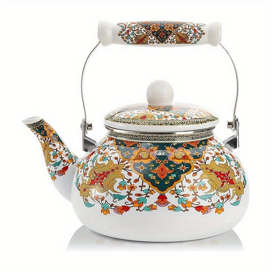 1pc Ceramic Teapot, 84.5oz, Universal Retro Porcelain Kettle, with Filter, Cold Touch Handle, for Gas Induction Cooker, Home Kitchen Decor, Ideal for Stoves, with Festive Gift