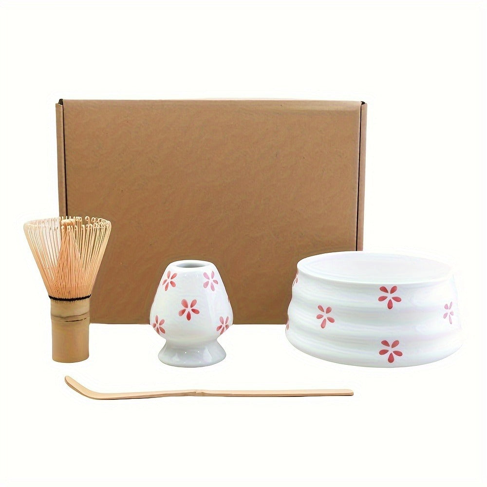 Japanese Matcha Tea Ceremony Set - 4pcs Traditional Kit with Bowl, Whisk & Spoon - Perfect Gift for Holidays & Home Decor
