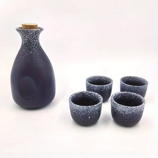 5pcs Japanese Ceramic Sake Set - 10.14oz Tokkuri Bottle & Ochoko Cups, Perfect for Hot or Cold Drinks, Ideal Gift for Birthdays, Thanksgiving, Halloween, Christmas, and Home Decor