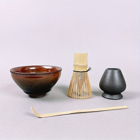 Japanese Matcha Tea Ceremony Set - Includes Bamboo Whisk, Scoop & Bowl - Reusable, BPA-Free Ceramic - Perfect for Home or Restaurant Use
