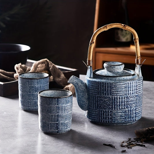 Vintage Japanese Ceramic Tea Set - Hand-Painted, Semi-Handmade with Rose & Matcha Designs for Home and Restaurant Use