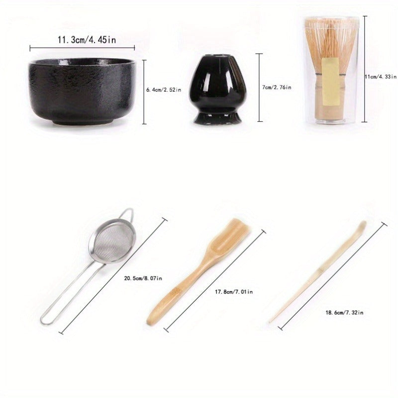 Japanese Matcha Tea Ceremony Kit - Traditional Song Dynasty Style, Includes Bamboo Whisk & Scoop, Ceramic Bowl, and Gift Box Set for Home or Restaurant Use