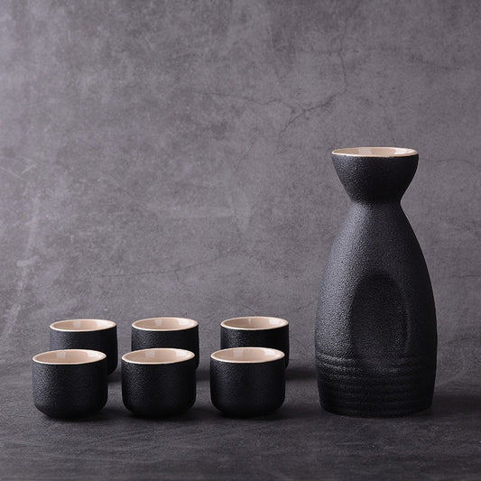 1 SET Japanese Style Ceramic Sake Pot Cups Set Decoration Drinkware Crafts Traditional for Cabinet Kitchen Tea Party Drawer Cupboard Sakura vintage sake set