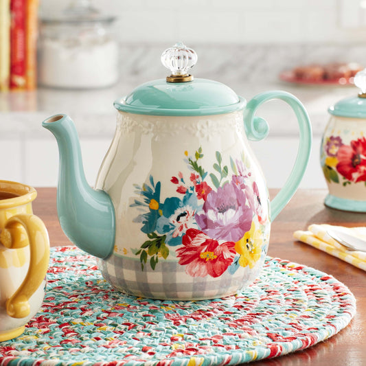 The Sweet Romance Blossom White 1.48-Quart Tea Pot