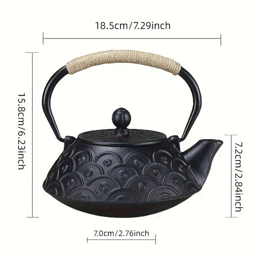 Premium Cast Iron Teapot with Built-In Filter - Stove Safe, Perfect for Home, Office, or Restaurant Use - Essential Tea Accessory