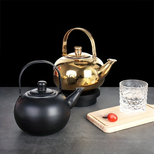 50.72oz Stainless Steel Stovetop Tea Kettle with Infuser, Large Capacity Teapot for Brewing Tea Leaves - Coffee Pot, Green Tea Kettle, Durable Camping & Picnic Kettle, Ideal for Home, Office, & Travel Use, Filter Included - No Electricity Needed
