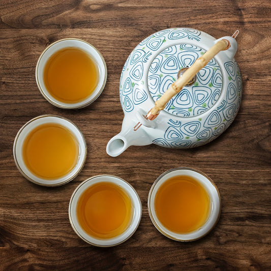 Diamond-Shaped Geometric Teapot Teacup Set, Japanese-Style Ceramic Tea Set, Good Helper for Making Tea, Retro And Elegant, Suitable for Home Use/Tea Lovers