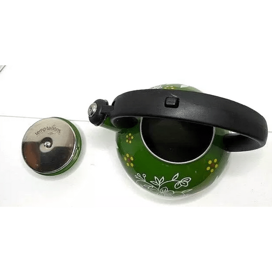 2.3-qt Enamel on Steel Classic Tea Kettle with lid Whistles when water boils Oven-safe
