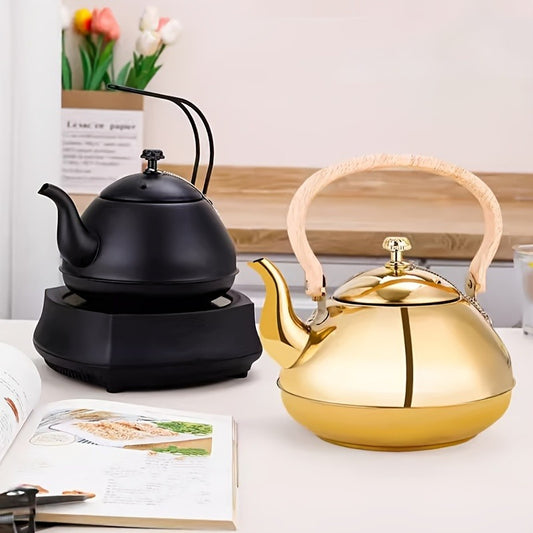 Stainless Steel Teapot with Infuser Filter, 67.63oz Capacity, Suitable for Induction Cooker and Outdoor Camping Use - Elegant Design for Restaurant and Home Use