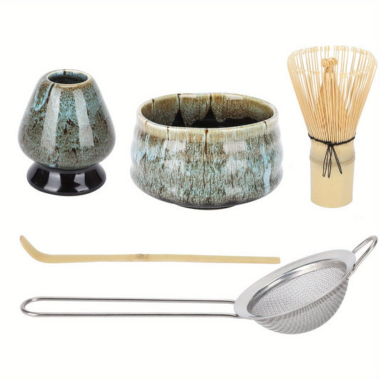 5pcs Japanese Matcha Tea Set, Traditional Chinese Tea Making Tools, Ceramic, Assorted Colors, Kitchen & Dining Accessories, Tea Ceremony Supplies, Christmas Gift