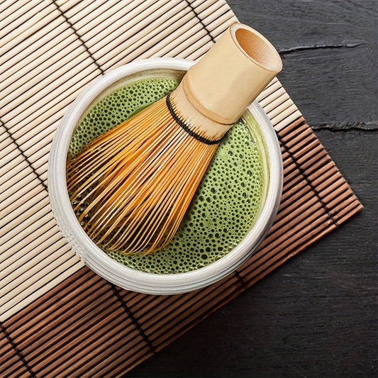 3pcs Set Traditional Handmade Matcha Whisk Set with Chasen Whisk, Chashaku Scoop, and Spoon for Matcha Tea