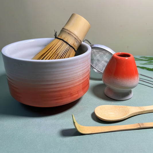 Traditional Japanese Matcha Set: Includes Bamboo Chasen, Chawan, Chashaku, And Tea Strainer - Perfect for Traveling Tea Ceremony Enthusiasts