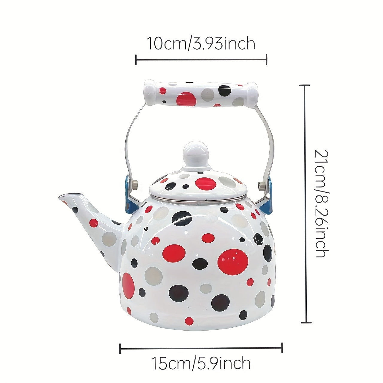 1pc, Enamel Porcelain 50.72oz Coffee Pot with Lid, Colorful Dots Tea Pot, Coffee Pot, Milk Tea Pot, Tea Infuser Pot, Multifunctional Porcelain Water Pot, Electromagnetic Stove Gas for Home Restaurant Kitchen Tea Table