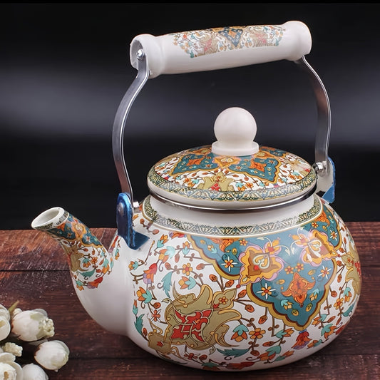 1pc Ceramic Teapot, 84.5oz, Universal Retro Porcelain Kettle, with Filter, Cold Touch Handle, for Gas Induction Cooker, Home Kitchen Decor, Ideal for Stoves, with Festive Gift