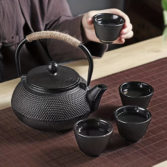 Cast Iron Teapot, Japanese Style, Tea Kettle with Removable Stainless Steel Infuser Internal Enamel Iron Teapots with classic style, Beautiful Pattern